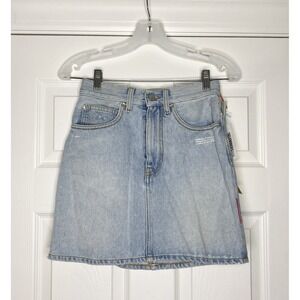 Virgil Abloh Off White Women's Denim Mini Skirt Light Blue 38 US 6 New‎